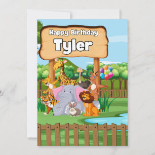 Cute Awesome Zoo Animal Kid's Party Invitation