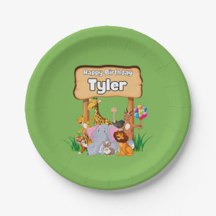 Cute Awesome Zoo Animal Kid's Party Paper Plate