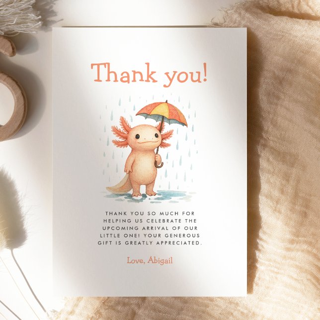 Cute Axolotl Baby Shower Thank You Card (Creator Uploaded)