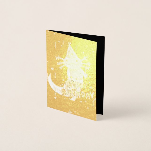 Cute axolotl birthday foil card (Front)