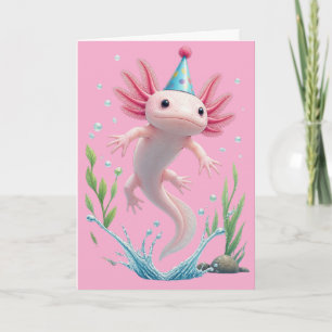 Cute Axolotl Birthday Pun Funny Gift Card