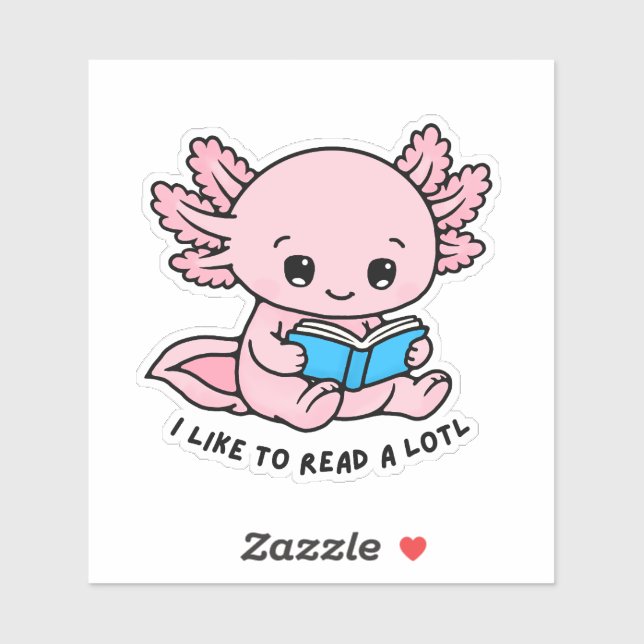 Cute Axolotl Book Lover Funny Pun Sticker (Sheet)