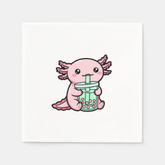 Cute Axolotl & Bubble Tea Napkin