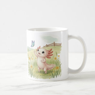 Cute Axolotl Chasing Butterfly Coffee Mug