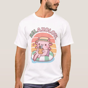 Cute Axolotl Chill On Pool Float Relaxolotl Funny T-Shirt
