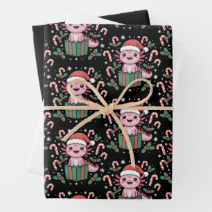 Cute Axolotl Christmas Animal Amphibian Holiday Wrapping Paper Sheet
