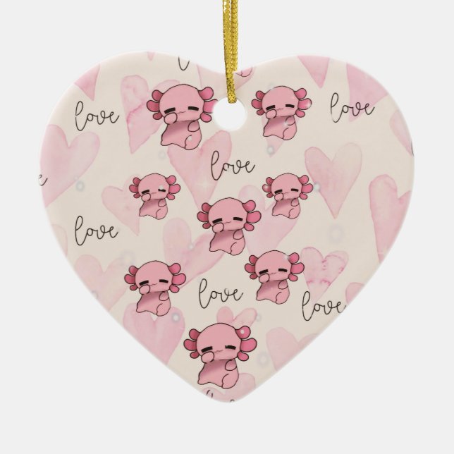 Cute axolotl christmas  ceramic tree decoration (Front)