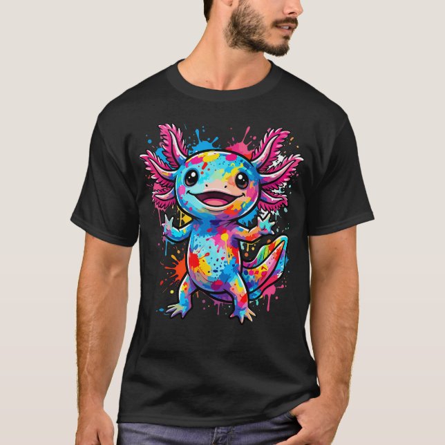 Cute Axolotl Colourful T-Shirt (Front)