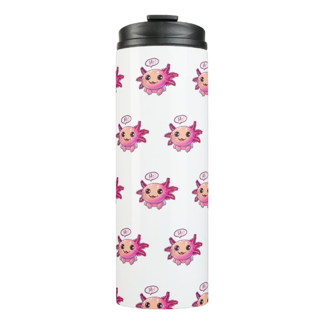 Cute Axolotl Comic in cartoon style Thermal Tumbler (Front)