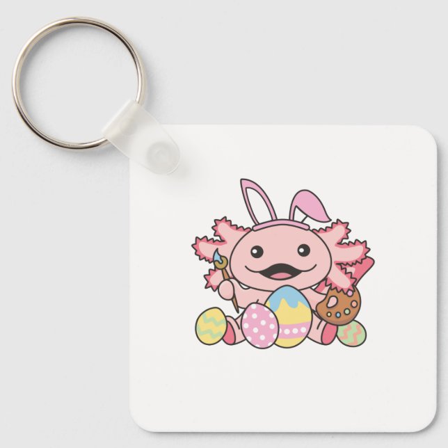 Cute Axolotl Easter With Easter Eggs As Easter Key Ring (Front)