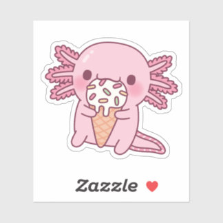 Cute Axolotl Eating Ice Cream With Sprinkles