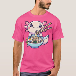 Cute Axolotl Eating Noodles With Chopsticks T-Shirt