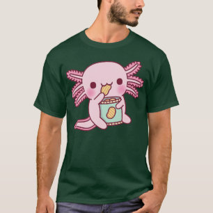 Cute Axolotl Eating Potato Chips T-Shirt