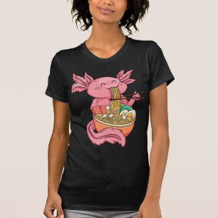Cute Axolotl Eating Ramen Noodles Kawaii Anime Gir T-Shirt