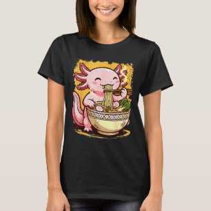 Cute Axolotl Eats Ramen Noodles Axolotls Ramen  T-Shirt