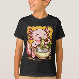 Cute Axolotl Eats Ramen Noodles Axolotls Ramen  T-Shirt