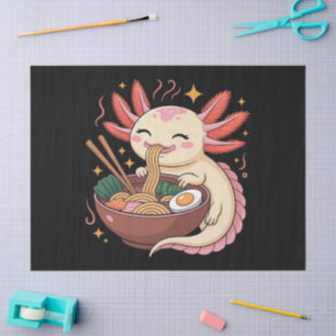 Cute Axolotl Eats Ramen Noodles Tissue Paper