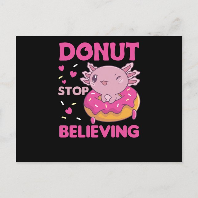 Cute Axolotl Funny Animals In Doughnut Pink Postcard (Front)