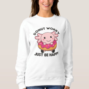 Cute Axolotl Funny Animals In Doughnut Pink Sweatshirt