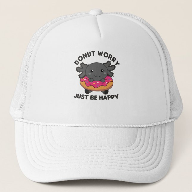 Cute Axolotl Funny Animals In Doughnut Pink Trucker Hat (Front)