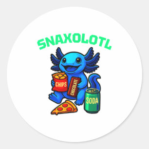 Cute Axolotl Funny Snaxolotl Snacks A Lot Axolotl Classic Round Sticker