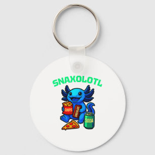 Cute Axolotl Funny Snaxolotl Snacks A Lot Axolotl Key Ring