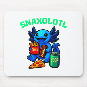 Cute Axolotl Funny Snaxolotl Snacks A Lot Axolotl  Mouse Pad