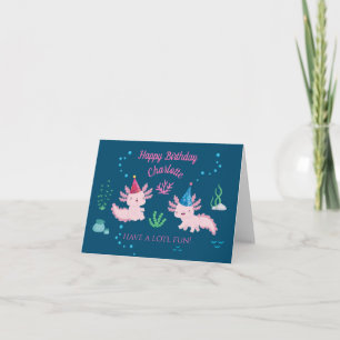  Cute Axolotl Happy Birthday Card