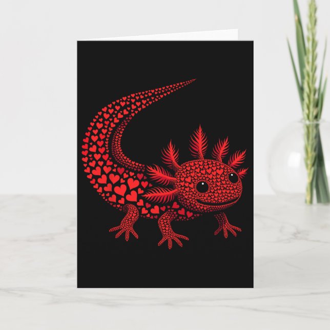 Cute Axolotl Heart Kids Mens Womens Valentine Axol Card (Front)
