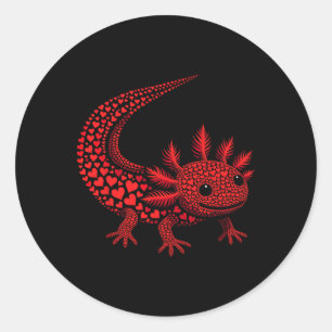 Cute Axolotl Heart Kids Mens Womens Valentine Axol Classic Round Sticker