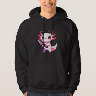 Cute Axolotl Holding Knife Pastel Goth Kawaii Anim Hoodie