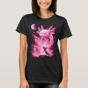 Cute axolotl howling to the moon meme mystical T-Shirt