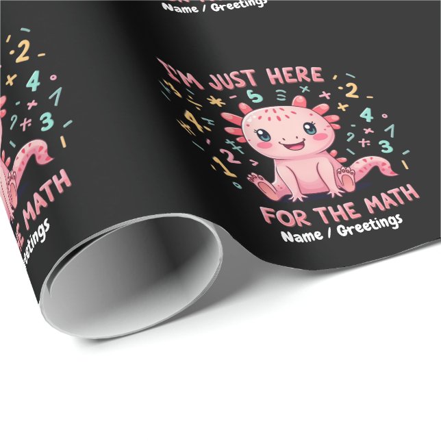Cute Axolotl I Am Just Here for  Math Funny Retro Wrapping Paper (Roll Corner)