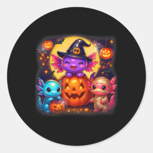 Cute Axolotl Jack O Lantern Halloween Costumes Boy Classic Round Sticker