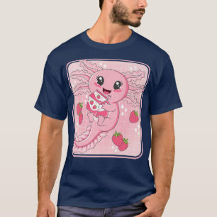 Cute Axolotl Japanese Strawberry Milk Anime Pink K T-Shirt