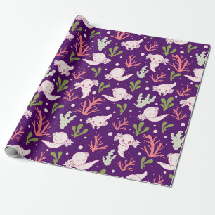 Cute Axolotl Kawaii Adorable Underwater  Wrapping Paper