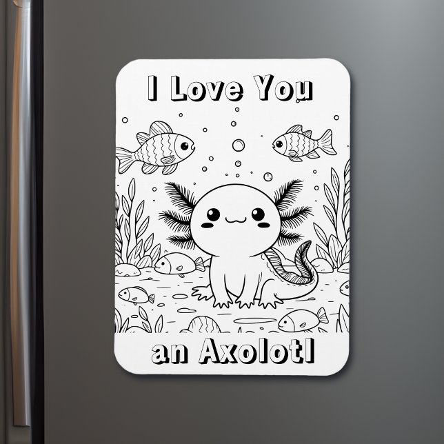 Cute Axolotl | Kid's Adult Colouring Magnet (Creator Uploaded)