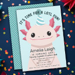 Cute Axolotl Kids  Alotl Fun Birthday Invitation<br><div class="desc">Celebrate your kid's special day cute Axolotl kids first birthday invitation. This design features a cute Axolotl in a party hat. You can further customise this by clicking the "Personalise" button.  Matching Items in our shop for a complete party theme.</div>