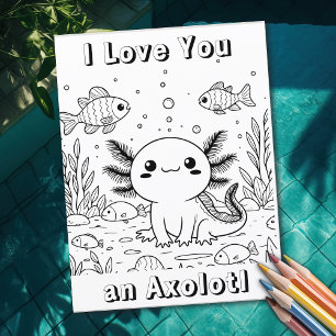 Cute Axolotl Kid's Colouring Page