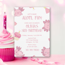 Cute Axolotl Kids Pink Alotl Fun Birthday