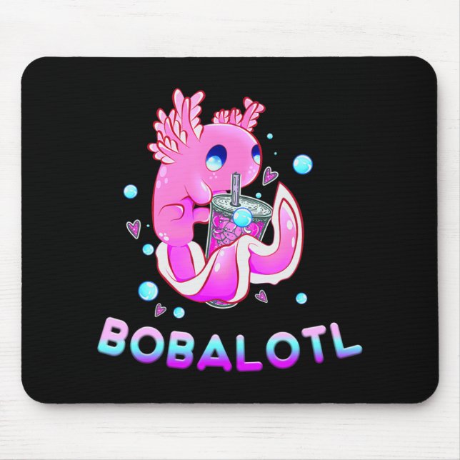 Cute Axolotl Lover Bobalotl Boba Kawaii Anime Japa Mouse Pad (Front)
