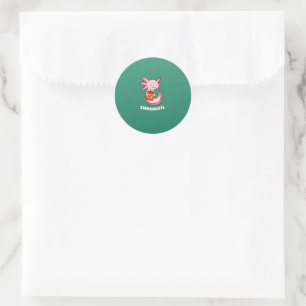 Cute Axolotl Lover Snaxolotl Kawaii Axolotl Food C Classic Round Sticker