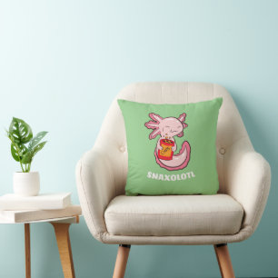 Cute Axolotl Lover Snaxolotl Kawaii Axolotl Food Cushion