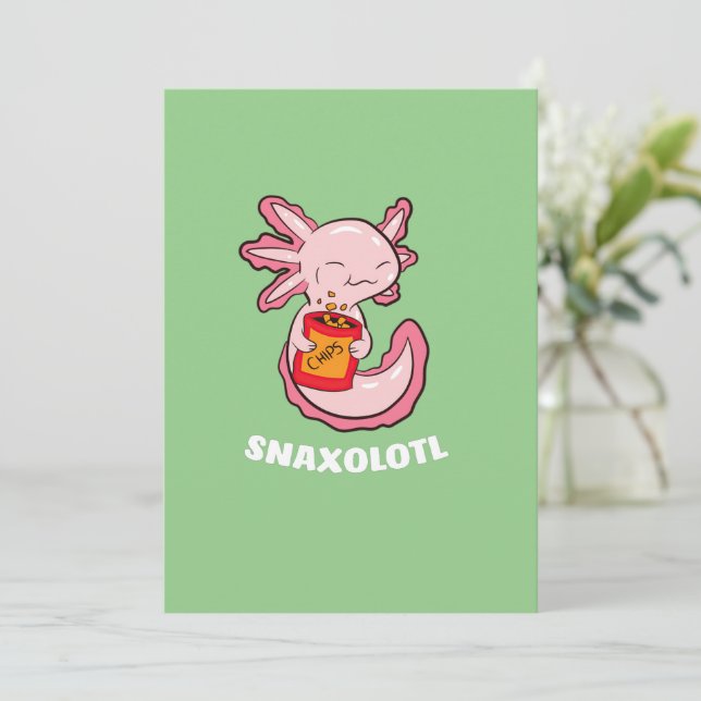 Cute Axolotl Lover Snaxolotl Kawaii Axolotl Food Holiday Card (Standing Front)