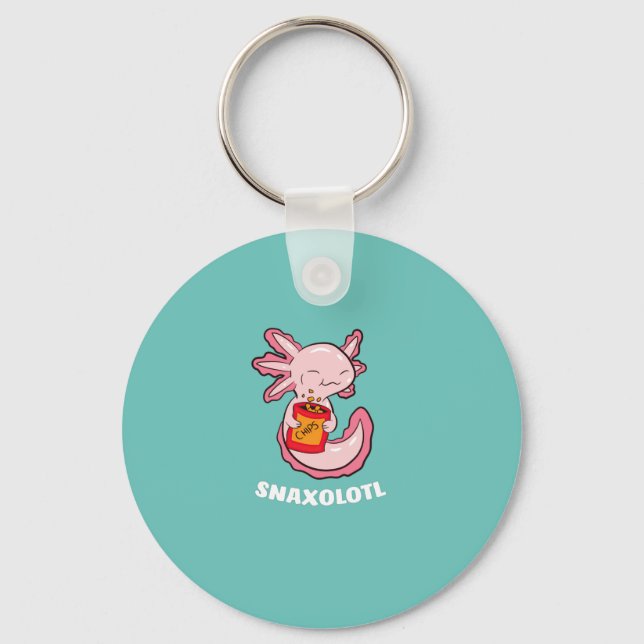 Cute Axolotl Lover Snaxolotl Kawaii Axolotl Food Key Ring (Front)