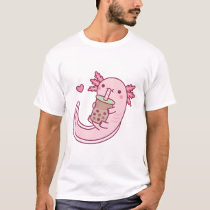 Cute Axolotl Loves Bubble Tea  T-Shirt