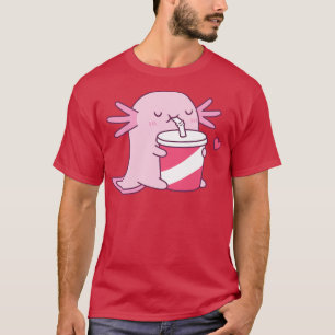 Cute Axolotl Loves Drinking Soda T-Shirt