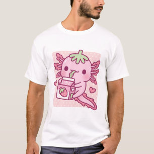 Cute Axolotl Loves Japanese Strawberry Milk T-Shirt