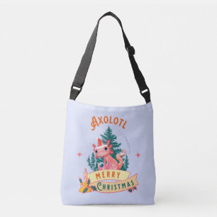 Cute Axolotl Merry Christmas Holiday Art Crossbody Bag