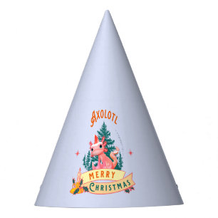 Cute Axolotl Merry Christmas Holiday Art Party Hat